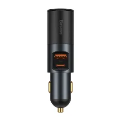 Caricabatterie Auto Baseus Share Together, 120W, 3A, 1 x USB-A - 1 x USB-C - 1 x Estensione Accendisigari, Grigio CCBT-C0G