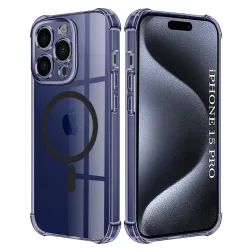 Custodia MagSafe per Apple iPhone 15 Pro, Techsuit, Shockproof Clear, Fumè