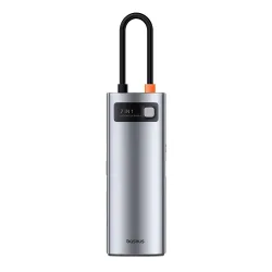 Hub USB-C Baseus Joystar, 3 x USB-A 3.0 - 1 x USB-C - 1 x HDMI - 1 x SD - 1 x microSD, Argento B00030708811-00