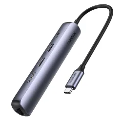 Hub USB-C UGREEN CM418 (10919), 2 x USB-A 3.0 - 1 x USB-C - 1 x HDMI - 1 x RJ45, Grigio