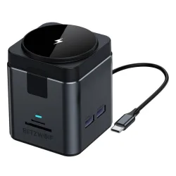 Hub USB-C con Ricarica Wireless QI BlitzWolf BW-TH17, 9in1, Nero