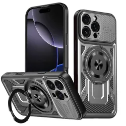 Custodia per Apple iPhone 16 Pro, Techsuit, RuggedCam, Grigio