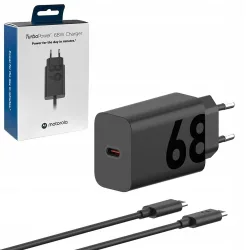 Caricabatterie da rete con cavo USB-C Motorola, 68W, 6.2A, 1 x USB-C, Nero PG38C06281