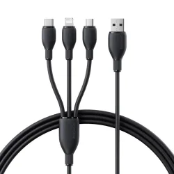 Cavo di ricarica USB-A - Lightning / microUSB / USB-C Baseus Ultra Fast 3in1, 18W, 0,8m, Nero P10376303121-01