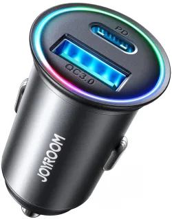 Caricabatterie Auto Joyroom JR-CCN04, 60W, 3A, 1 x USB-A - 1 x USB-C, Nero