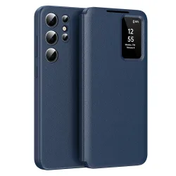 Custodia per Samsung Galaxy S22 Ultra 5G S908, Techsuit, SmartView, Blu