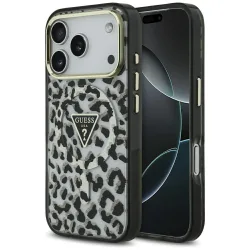 Custodia MagSafe per Apple iPhone 17 Pro, Guess, Leopard Glitter, Nera