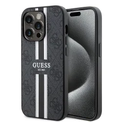 Custodia MagSafe per Apple iPhone 15 Pro Max, Guess, 4G Printed Stripes, Nera