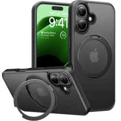 Custodia MagSafe per Apple iPhone 16, Torras, Ostand Pro, Nera