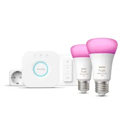 Philips Hue White & Color Ambiance Starter Kit: 2 Lampadine Connesse E27 (1100) + Hue Dimmer Switch