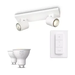 Philips Runner Base Bianca Per 2 Faretti + Telecomando Dimmer Switch + 2 Faretti Connessi Gu10 White