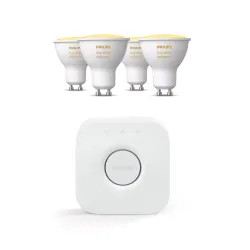 Philips Pacchetto: 4x Hue White Ambiance Gu10 + Hue Bridge