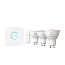 Philips Hue White & Color Ambiance Starter Kit: 3 Faretti Connessi Gu10 + Hue Dimmer Switch