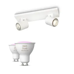 Philips Runner Base Bianca Per 2 Faretti + 2 Faretti Connessi Gu10 White & Color Ambiance