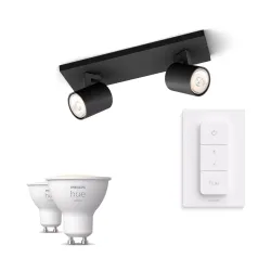 Philips Runner Base Per 2 Faretti + Telecomando Dimmer Switch + 2 Faretti Connessi Gu10 White