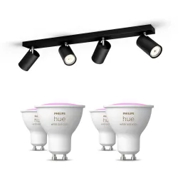 Philips Kosipo Base Nera Per 4 Faretti + 4 Faretti Connessi Gu10 White & Color Ambiance