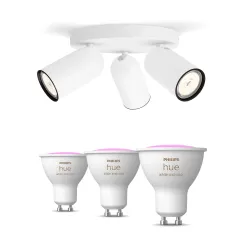 Philips Pongee Base Bianca Per 3 Faretti + 3 Faretti Connessi Gu10 White & Color Ambiance