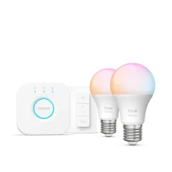 Philips Hue White & Color Ambiance Essential Starter Kit: 2 Lampadine Connesse E27 (806 Lm) + Dimmer Switch