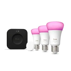 Philips Hue White & Color Ambiance Starter Kit: 3 Lampadine E27 +interruttore Intelligente +hue Bridge Pro