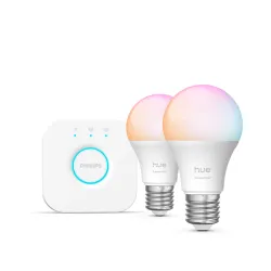 Philips Hue White & Color Ambiance Essential Starter Kit: 2 E27 Lampade Intelligenti (806 Lm)