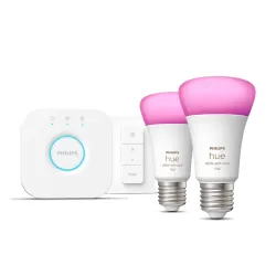 Philips Hue White & Color Ambiance Starter Kit: 2 Lampadine Connesse E27 (1100) + Hue Dimmer Switch