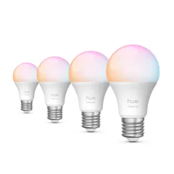 Philips Hue White & Color Ambiance Essential A60 - Lampadina Smart E27 - 806 Lm - 8 W - Confezione Da 4