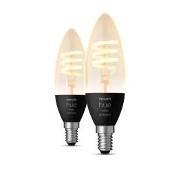 Philips Hue White Ambiance Filament Candela - Lampadina Connessa E14 - (confezione Da 2)