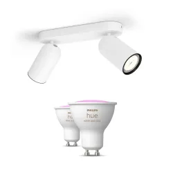 Philips Pongee Base Bianca Per 2 Faretti + 2 Faretti Connessi Gu10 White & Color Ambiance