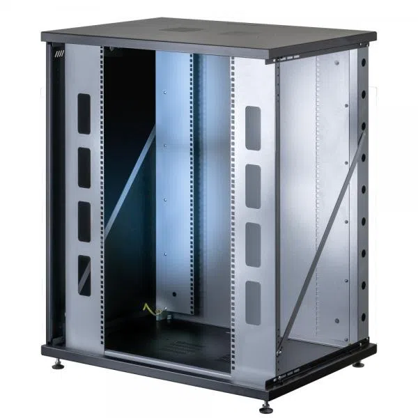 Techly Professional Armadio Rack 19'' a Muro 16U P 600mm L 800mm Porta Vetro Nero