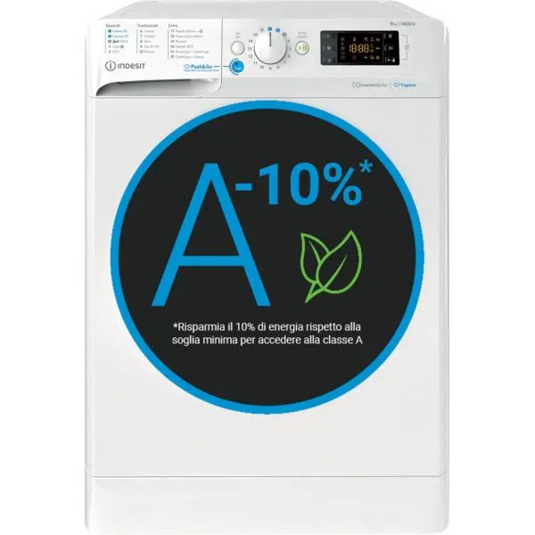 Indesit LAVATRICE CF 9KG 1400G A-10% INVERTER VAPORE PUSH&GO8050147697283