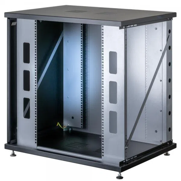 Techly Professional Armadio Rack 19'' a Muro 13U P 600mm L 800mm Porta Vetro Nero