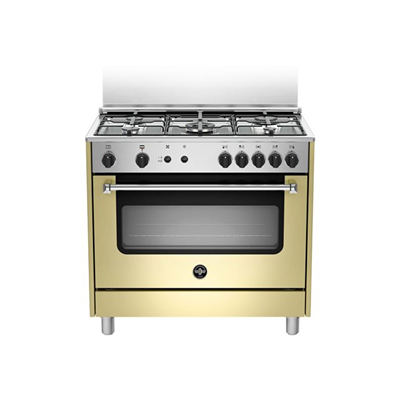 LA GERMANIA AMN965GCRV - CUCINA 5 FUOCHI GAS, FORNO GAS VENTILATO, 90X60 CM, CREMA, SERIE AMERICANA, CLASSE A+