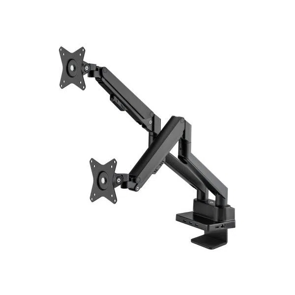 Manhattan Supporto da Scrivania Doppio Monitor 17-32'' con Molla a Gas e Docking Station 8-in-1
