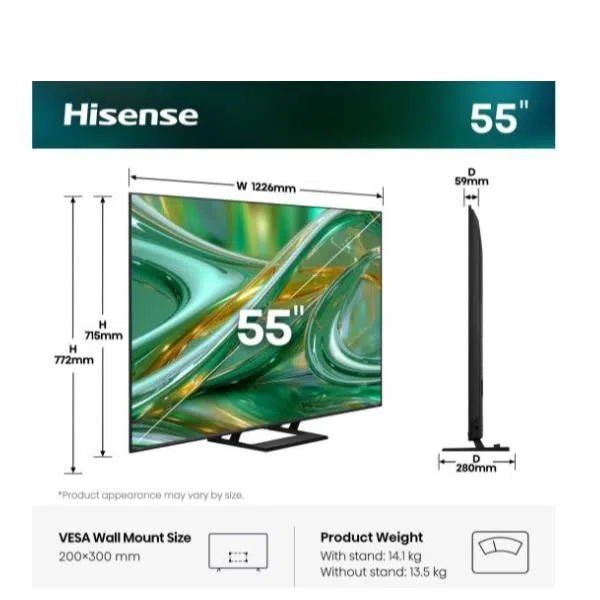 Smart TV 55" 4K Ultra HD ULED Mini LED Vidaa Classe E Nero 55E89S HISENSE — 2