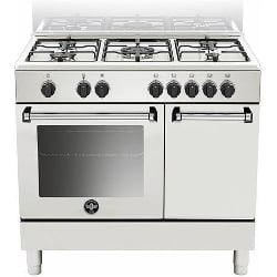 LA GERMANIA AMN9P5EBV - CUCINA BIANCA, 5 FUOCHI GAS, FORNO ELETTRICO MULTIFUNZIONE, VANO STIPETTO, 90X60 CM, CLASSE A