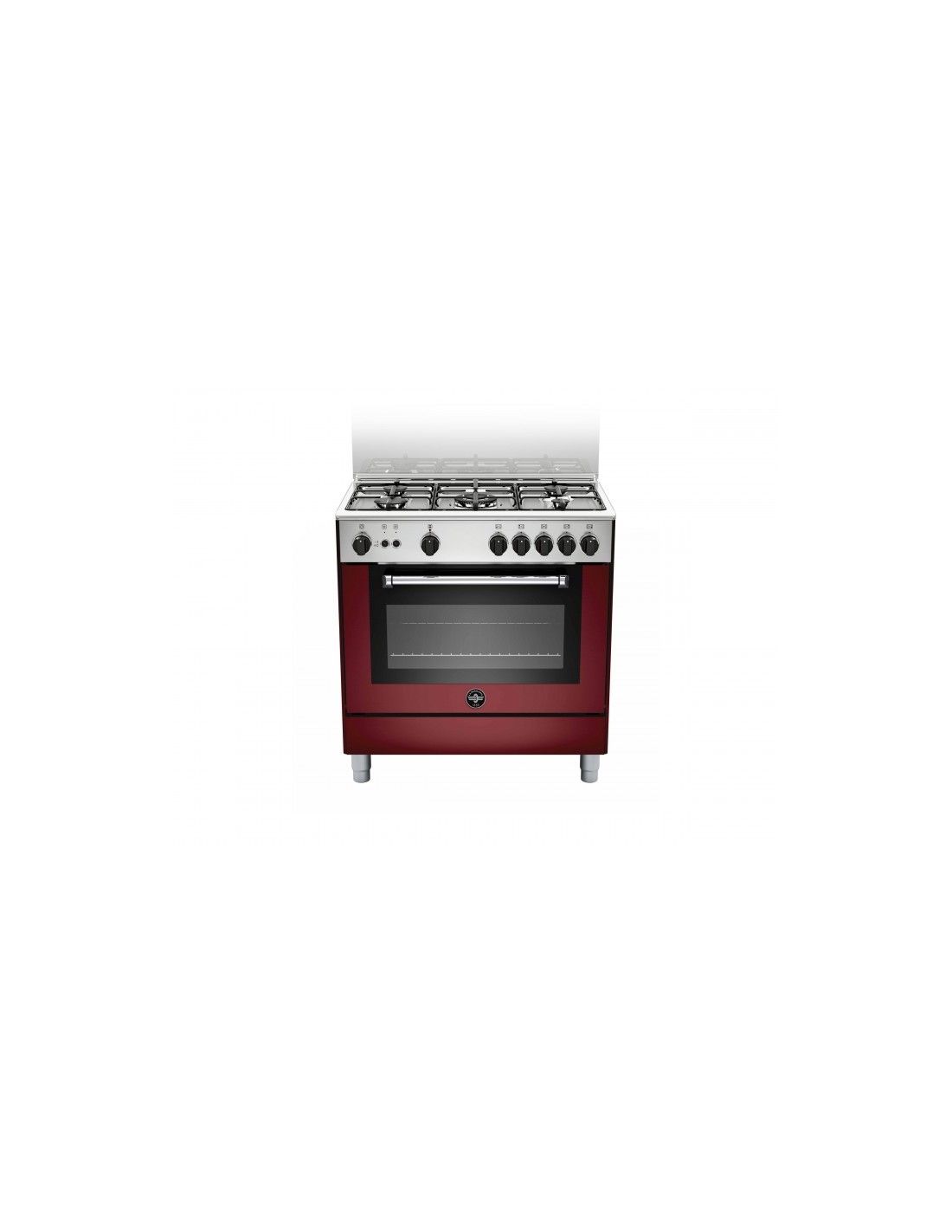 La Germania AMN855GVIV Cucina Gas 5 Fornelli con Forno Bordeaux, Acciaio inossidabile
