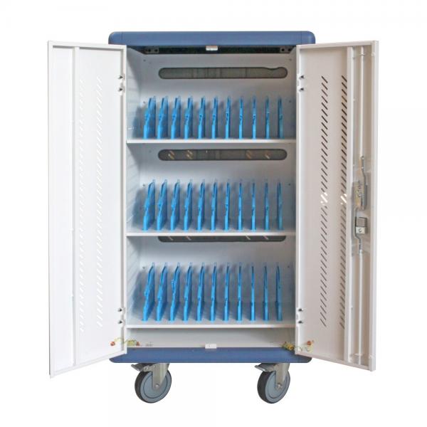 Techly Professional Carrello Stazione di Ricarica Ventilato 30 Notebook o Smartphone Bianco/Blu