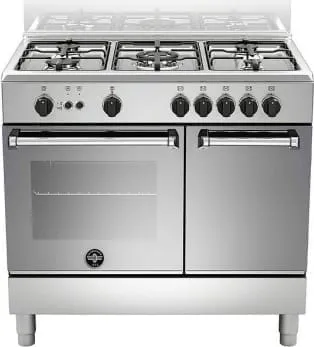 LA GERMANIA AMN9P5GXV - CUCINA ACCIAIO INOX, 5 FUOCHI GAS, FORNO GAS VENTILATO, VANO STIPETTO, 90X60 CM, CLASSE A+