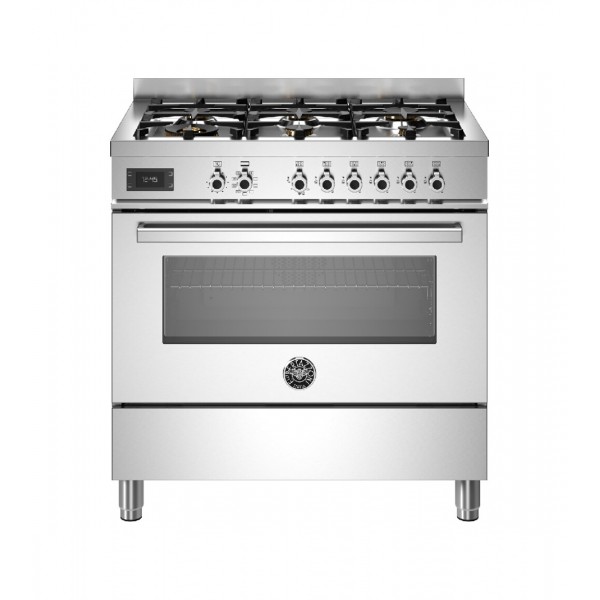 Cucina Libera Installazione 90 cm Bertazzoni Piano a Gas 6 Fuochi Forno Elettrico Serie Professional Acciaio Inox PRO96L1EXT