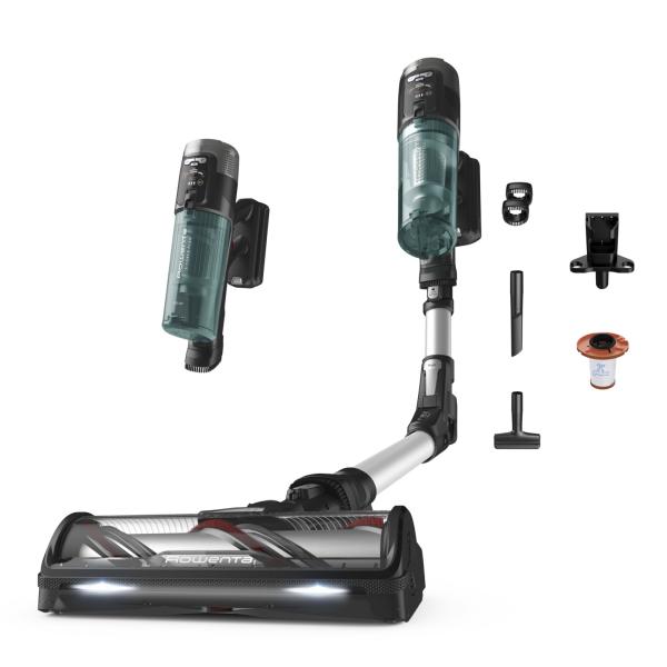 Rowenta RH9A32 Aspirapolvere a bastone 2 in 1 Batteria Secco Senza sacchetto Alluminio, Verde Alluminio, Verde