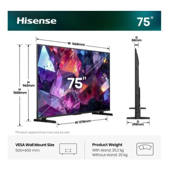 Hisense 75 E79S PRO QLED 4K UHD VIDAA 144HZ 6942351433196