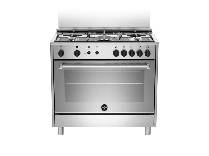 LA GERMANIA AMN965GXV - CUCINA 5 FUOCHI GAS, FORNO GAS VENTILATO, 90X60 CM, ACCIAIO INOX, SERIE AMERICANA, CLASSE A+