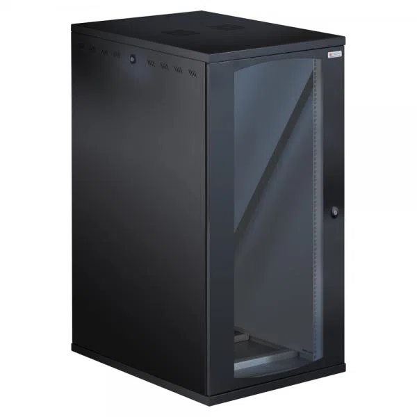 Techly Professional Armadio Rack 19'' a Muro 22U P 800mm L 600mm Porta Vetro Nero