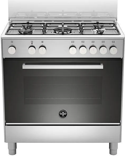 LA GERMANIA Cucina a Gas 5 Fuochi Forno Elettrico Multifunzione con Grill Larghezza x Profondità 80x50 cm colore Inox - FTR855EXV Serie Futura