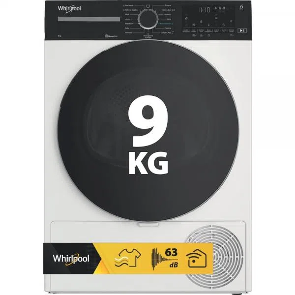 Whirlpool ASCIUG 9KG INVERTER DISPLAY DIGITALE XL 6SENSO IRONTOUCH OBLO NERO8003437063541