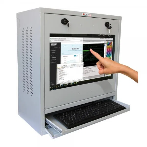 Techly Professional Armadio di sicurezza per PC, monitor touch LCD e tastiera Grigio senza vetro