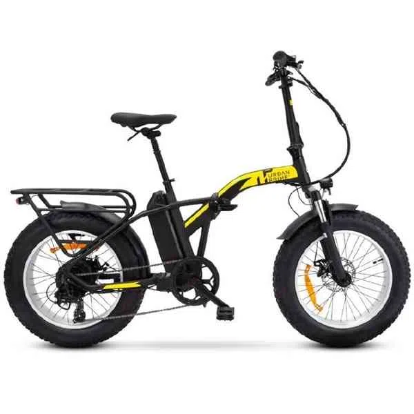 Urban BICI ELETTRICA CON PEDALATA ASSISTITA PRIME FAT UP-BI-250001 MADCAT RUOTE 20" - 250W - GIALLO/NERO 8055404790431