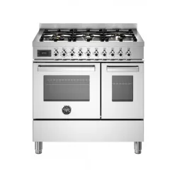Cucina Libera Installazione 90 cm Bertazzoni Piano a Gas 6 Fuochi Doppio Forno Elettrico Serie Professional Acciaio Inox PRO96L2EXT