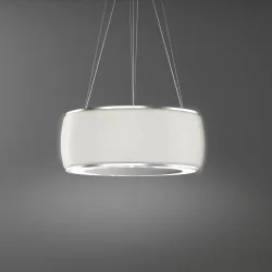 Cappa Falmec a Isola Soffio Finitura Vetro Satinato Bianco Lavorato A Mano Da 58 Cm - CSAI58.E0P7 ZZZF461F
