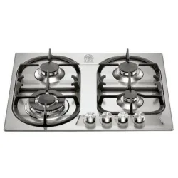LA GERMANIA P6801D9X - PIANO COTTURA 4 BRUCIATORI GAS TRIPLA CORONA, ACCIAIO INOX, GRIGLIE GHISA, 60 CM, SERIE FUTURA